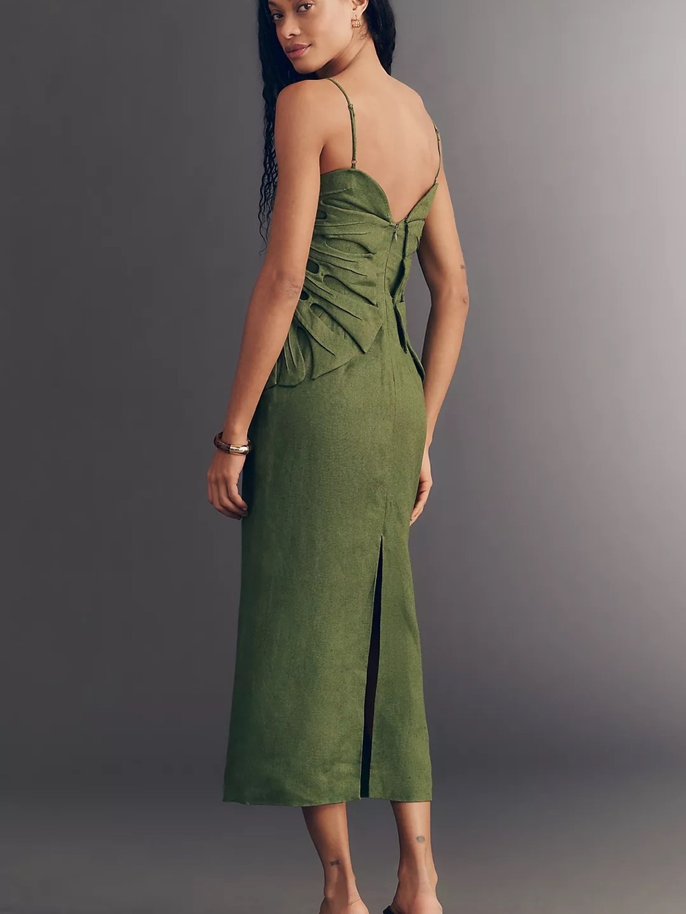 Farm Rio Linen Monstera Leaf Midi Dress - Picture 4 of 4